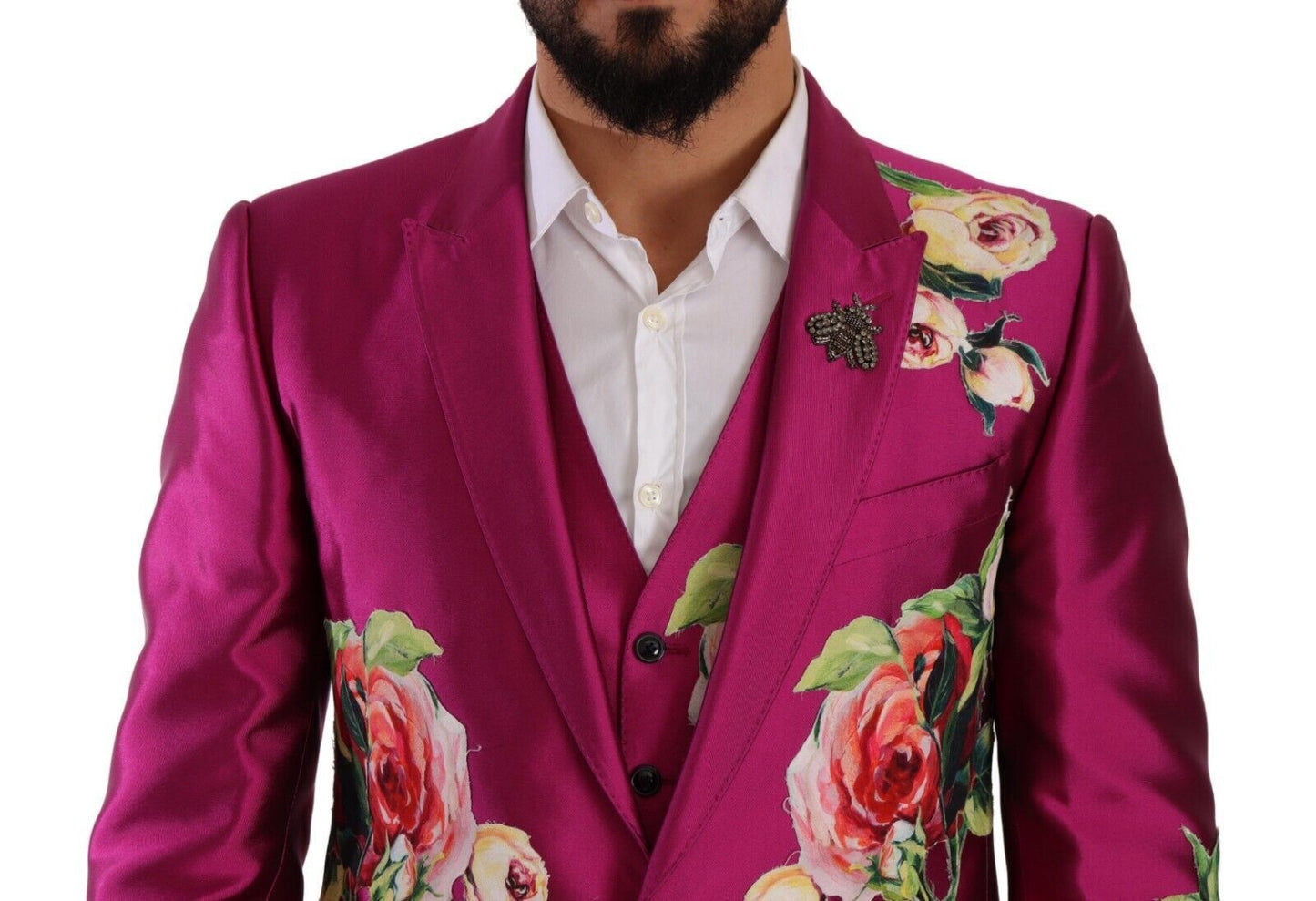 Elegant Pink Silk Martini Three-Piece Suit