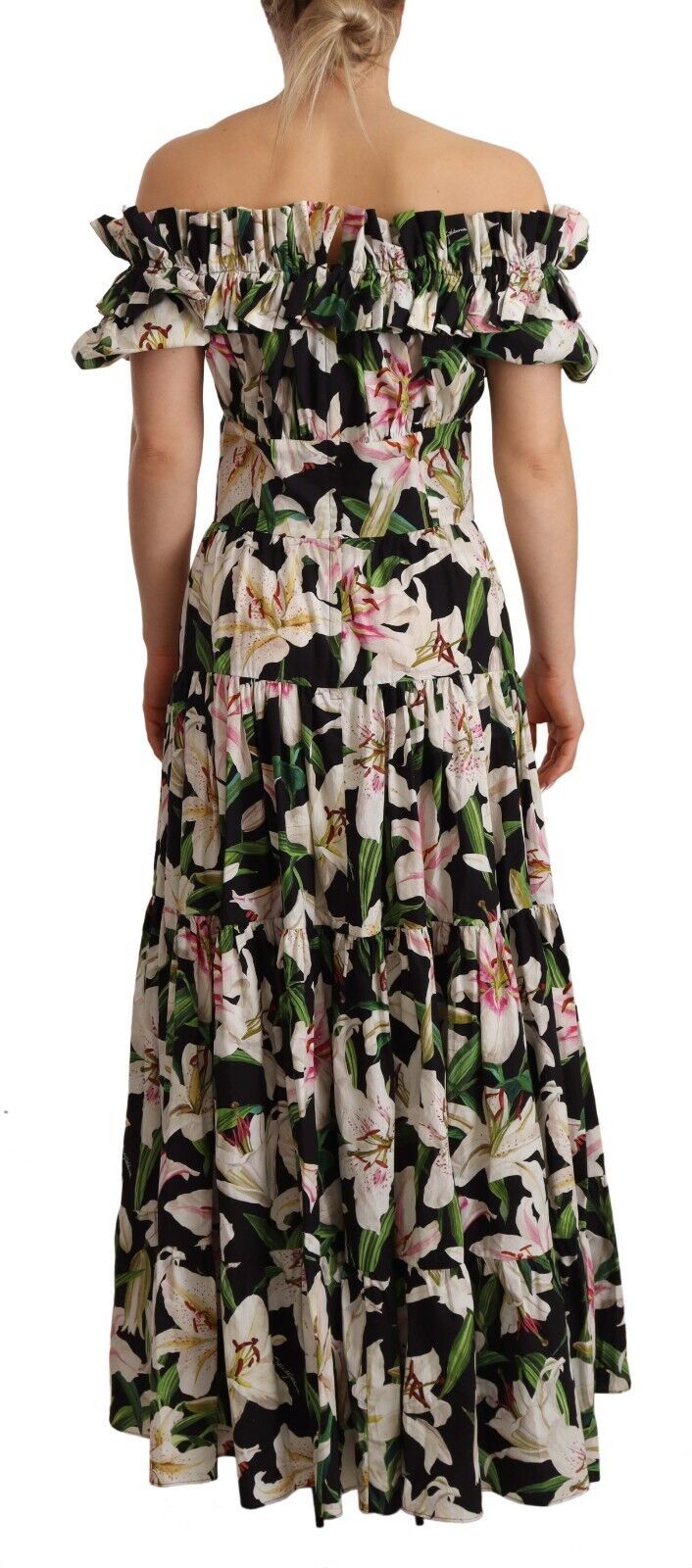 Elegant Cap Sleeve Lily Print Dress