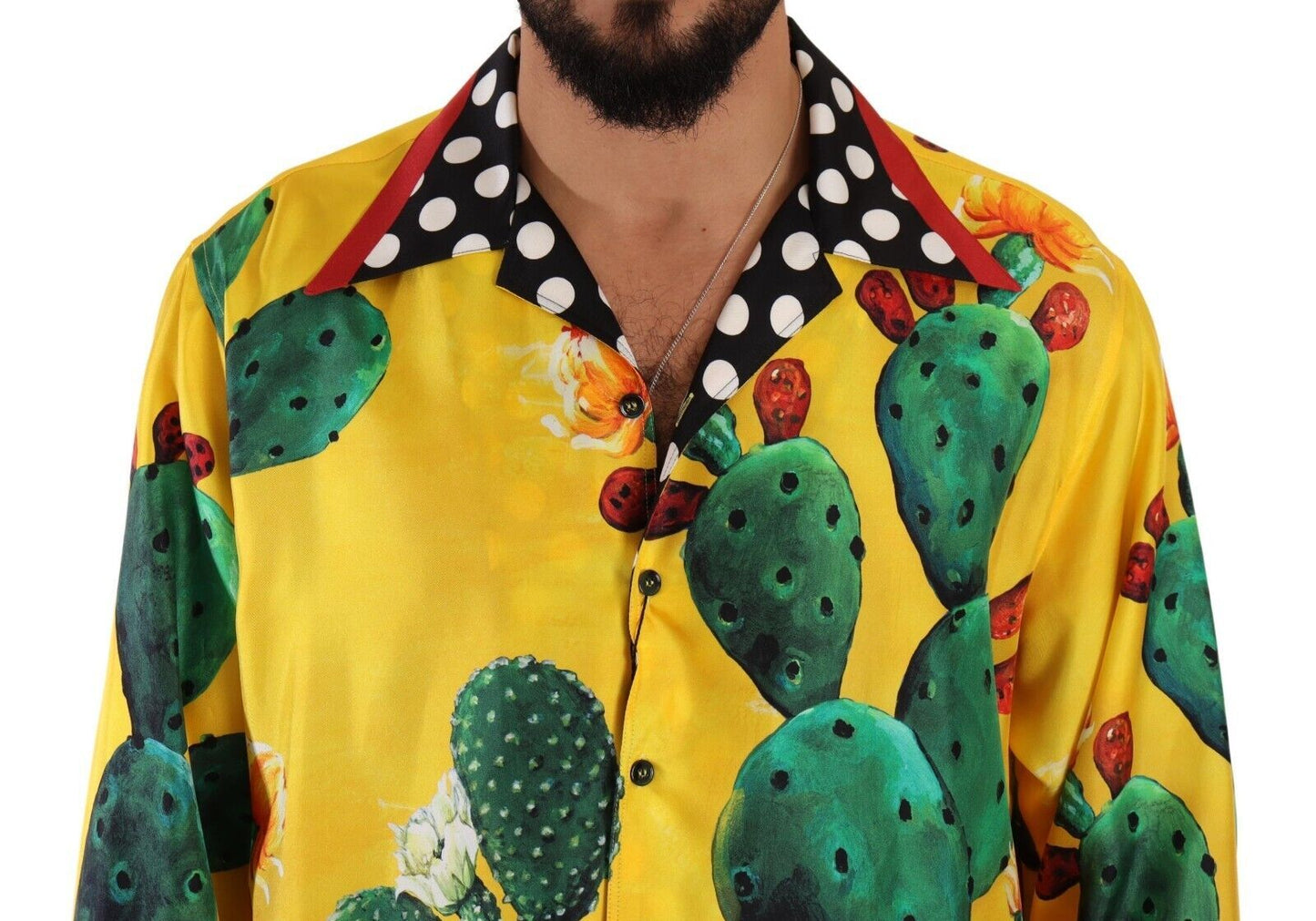 Multicolor Silk Oversize Cactus Print Shirt