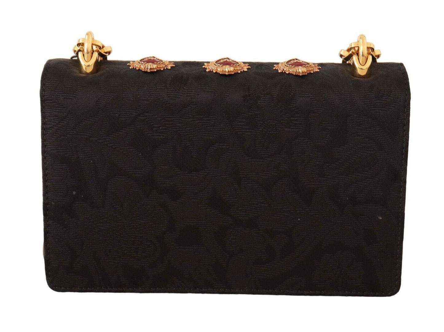 Embellished Brocade Shoulder Bag with Gold Accents