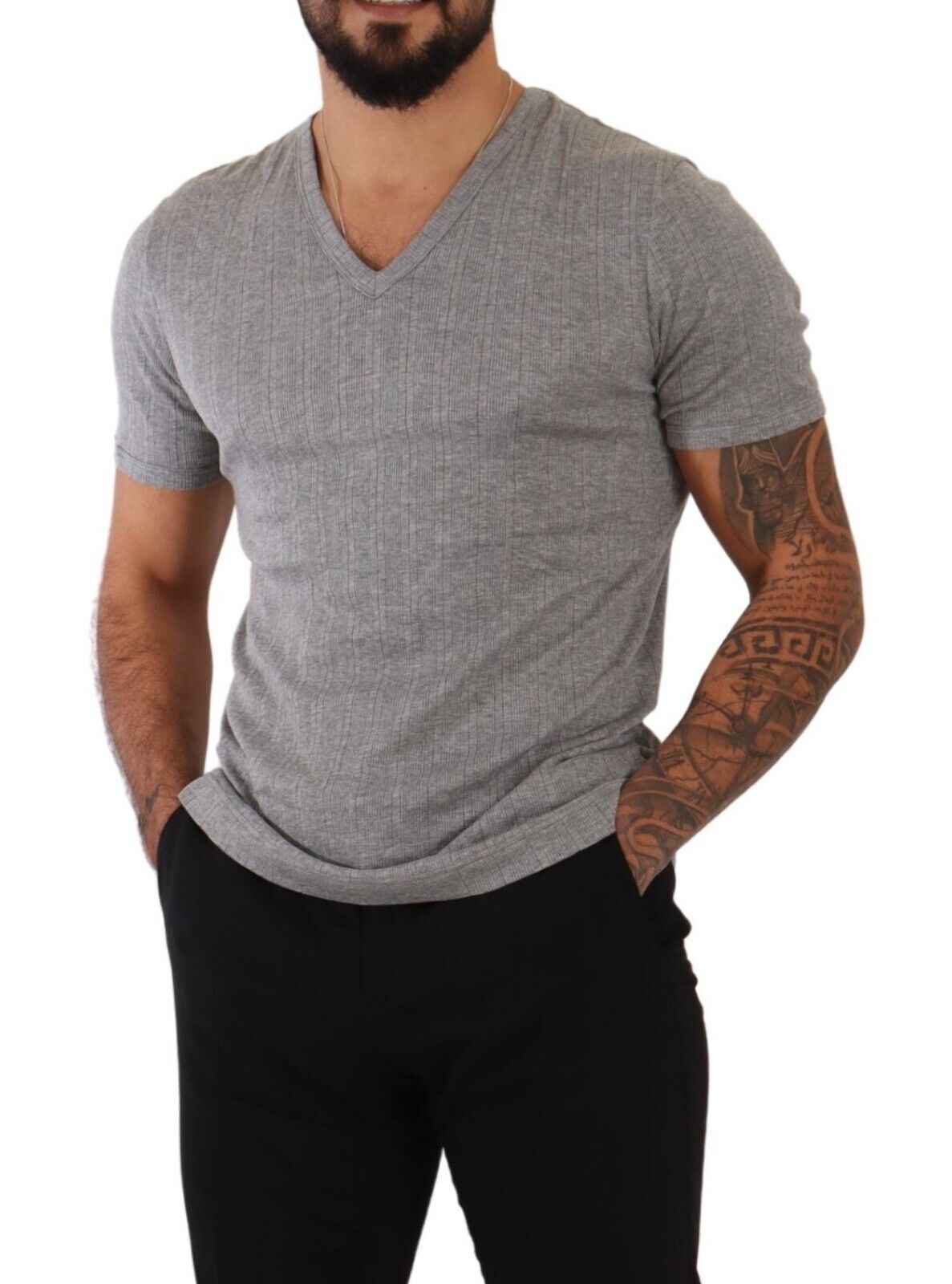 Light Gray Modal Deep V-neck T-shirt Underwear