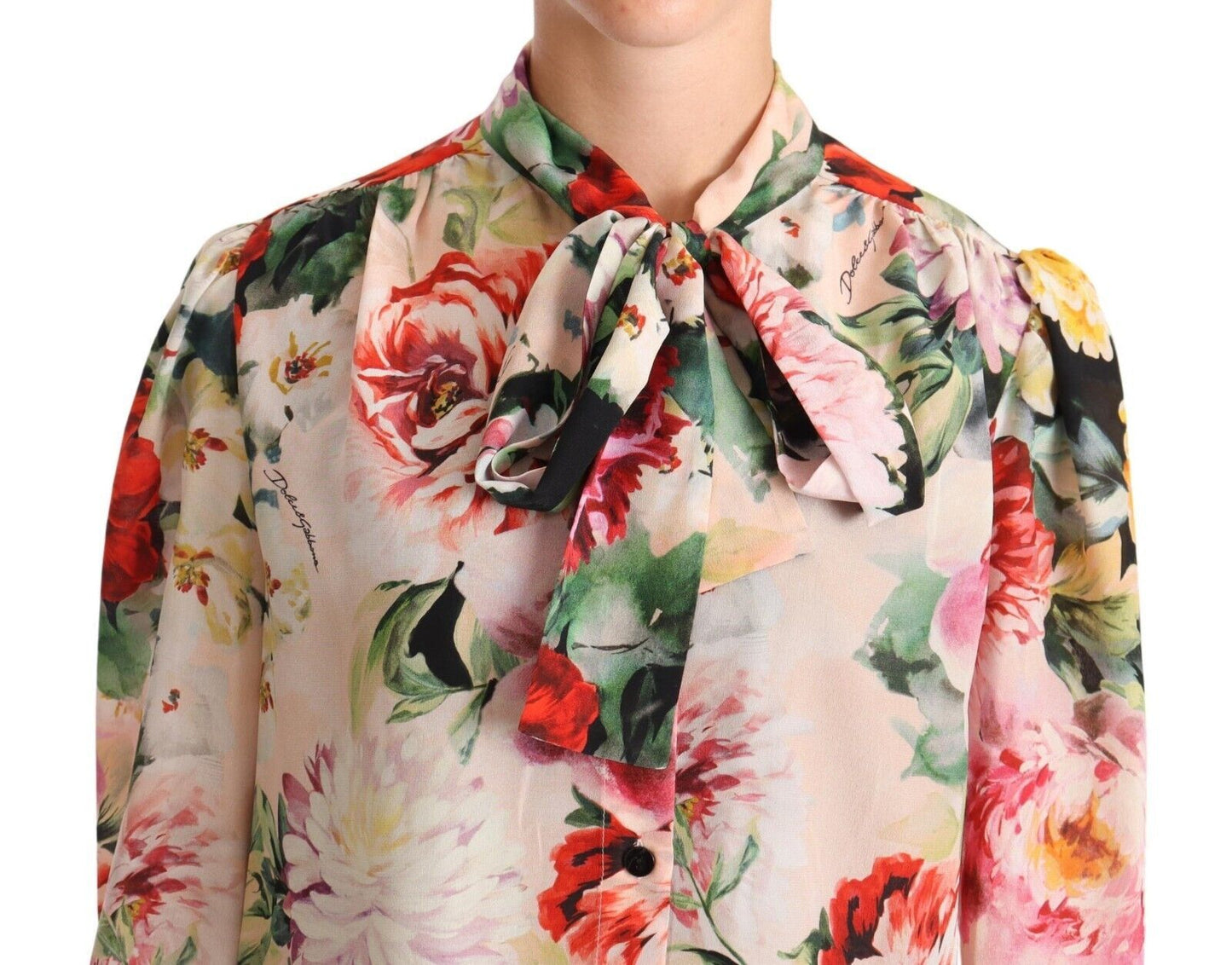 Elegant Floral Silk Ascot Blouse