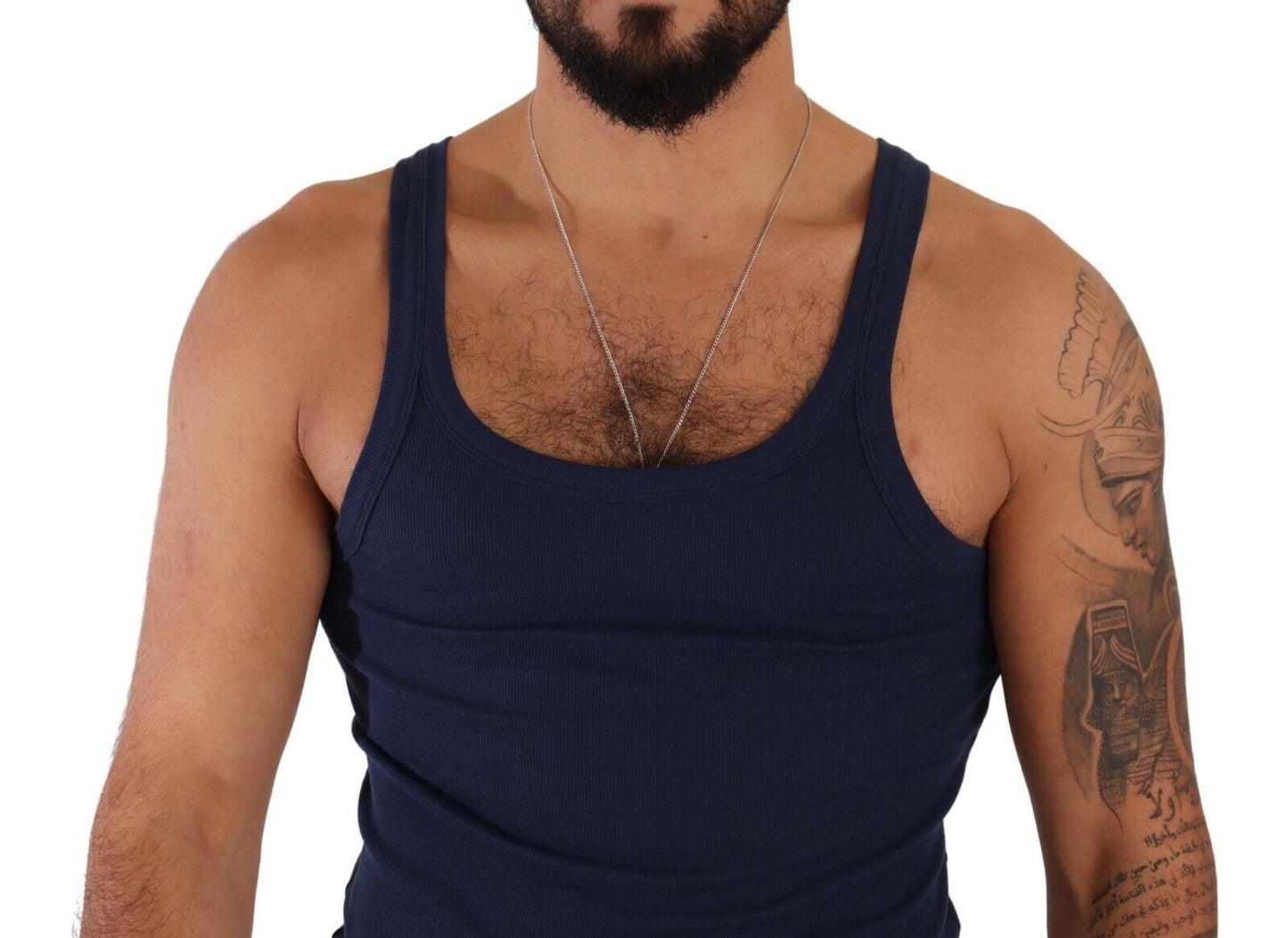 Elegant Dark Blue Cotton Tank Top