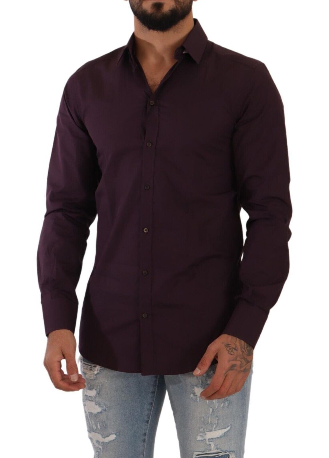 Elegant Purple Cotton Dress Shirt