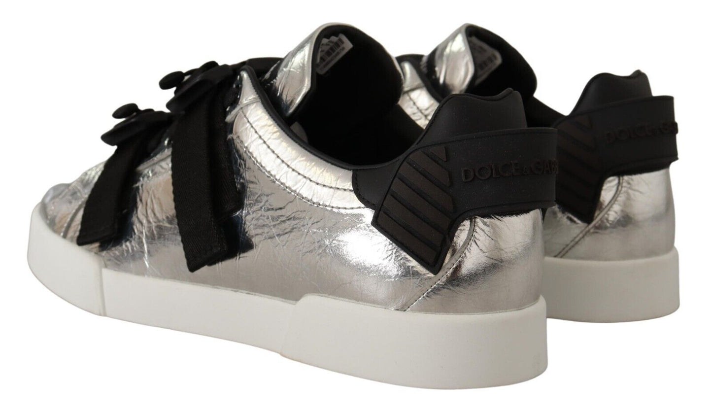 Elegant Black Silver Low Top Sneakers