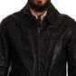 Elegant Black Bomber Leather Jacket