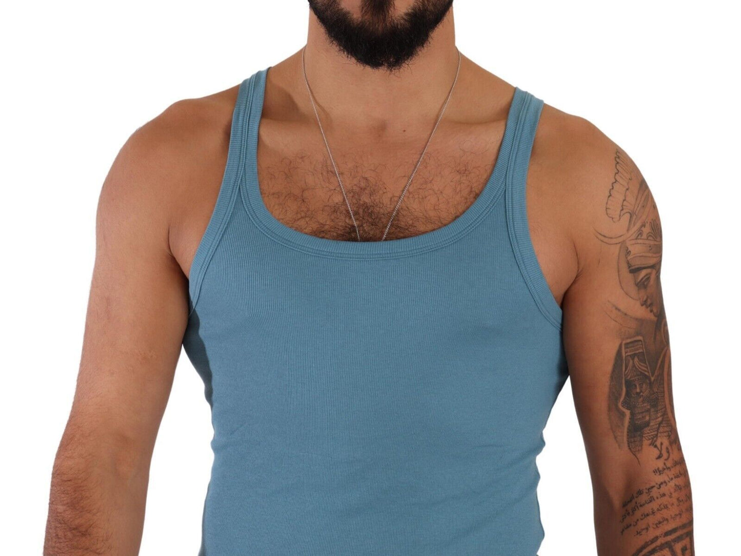 Elegant Blue Round Neck Tank Top