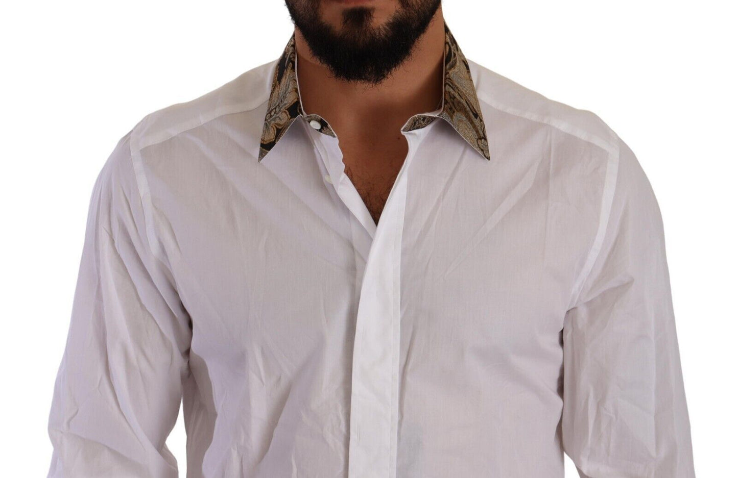 Elegant Gold Cotton Dress Shirt