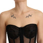 Black Viscose Bustier Corset Strapless Top