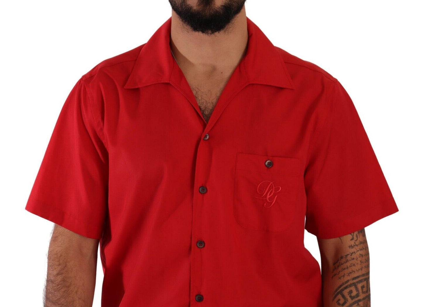 Radiant Red Cotton Button-Down Shirt