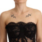 Elegant Black Cotton Blend Corset Top