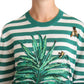 Green Banana Leaf Applique Crystal Sweater