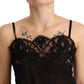 Elegant Black Silk Lace Chemise Babydoll