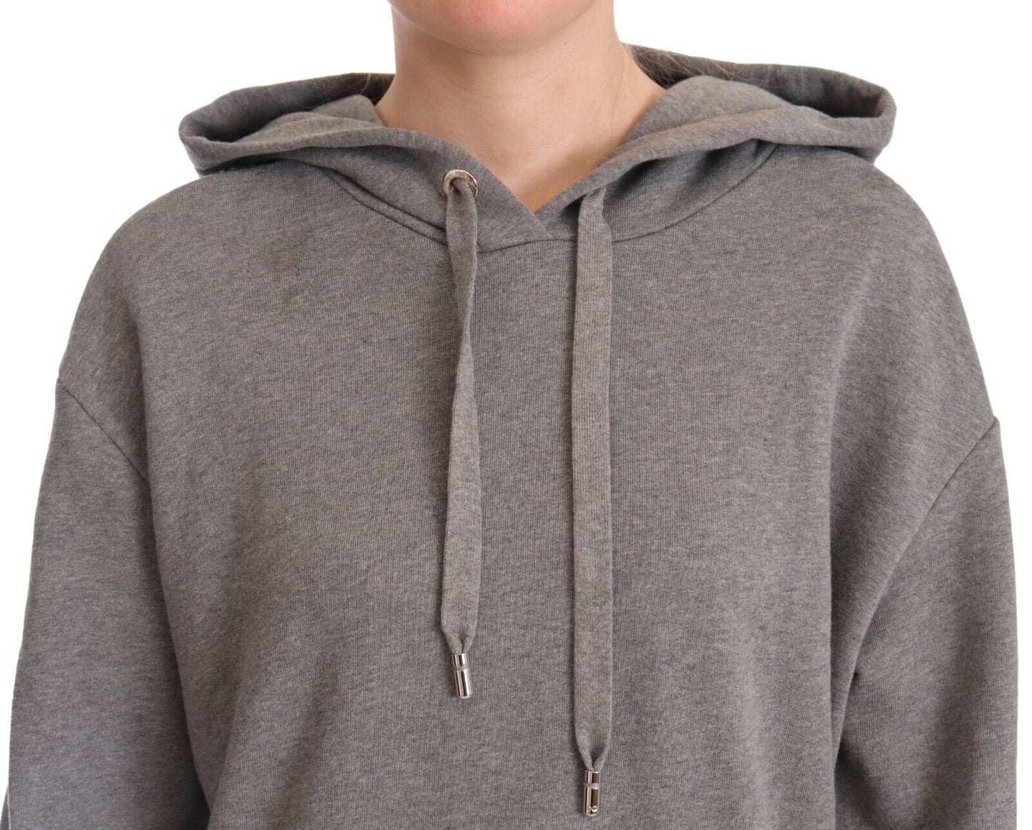 Chic Hashtag Print Gray Cotton Hoodie