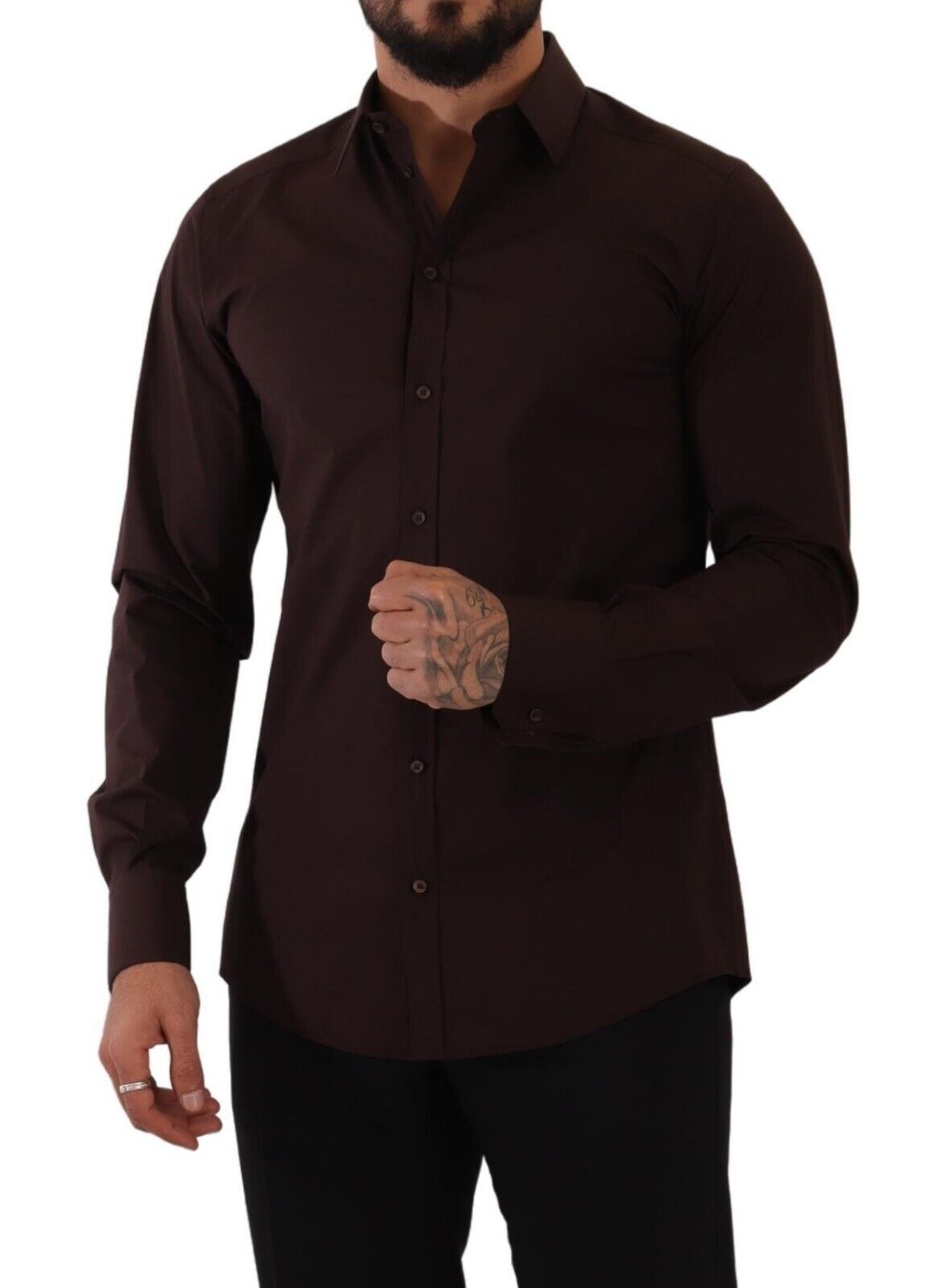 Elegant Bordeaux Slim Fit Dress Shirt