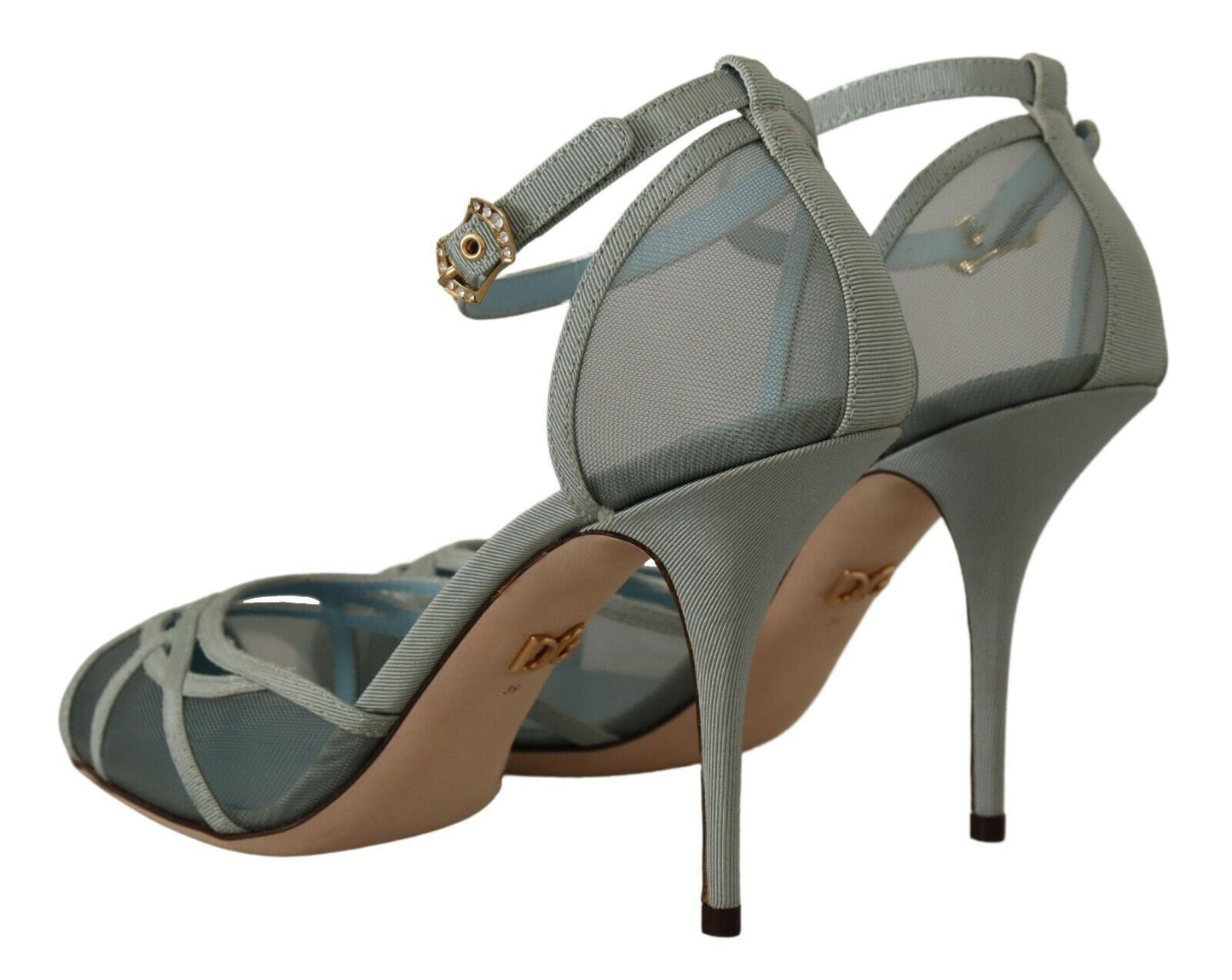 Elegant Blue Mesh Ankle Strap Sandals