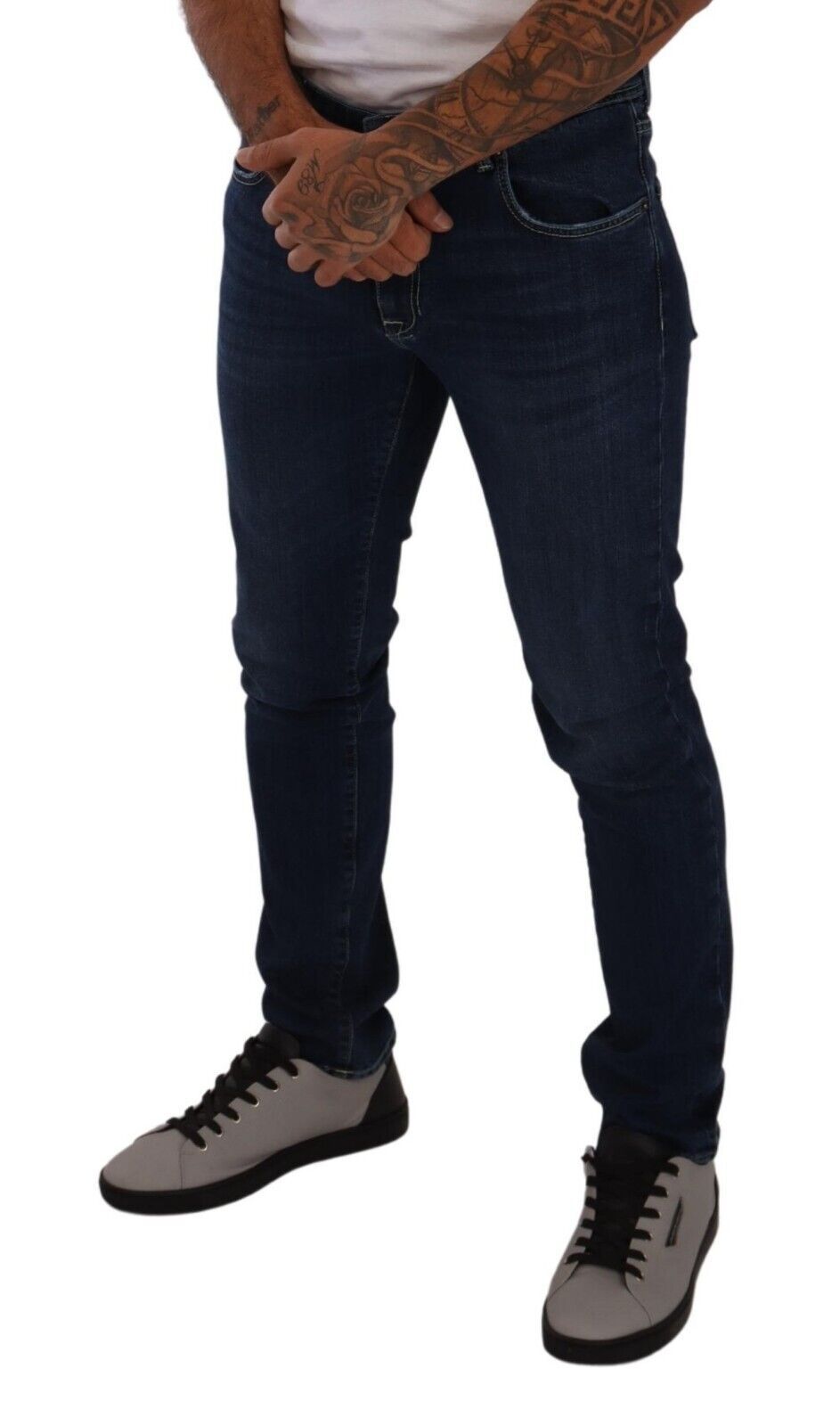 Elegant Slim Fit Dark Blue Denim