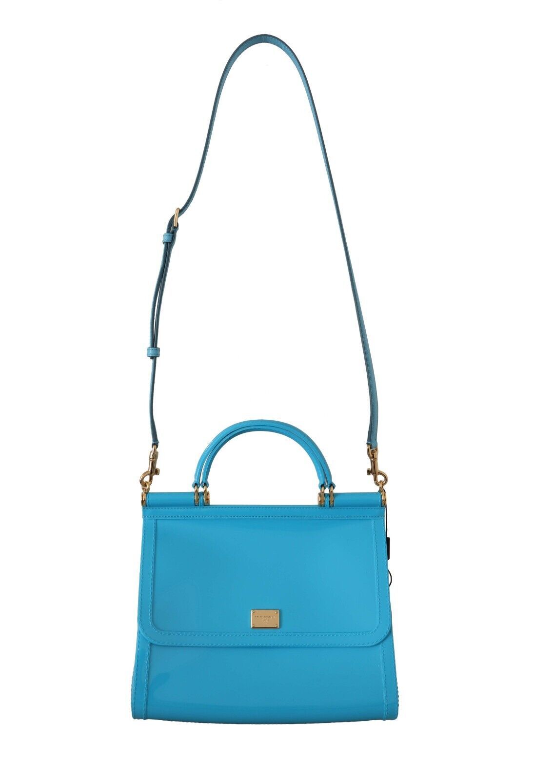 Elegant Sicily Shoulder Bag in Blue with Gold Detail