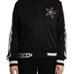 Elegant Zip-Up Bomber Sweater in Black & White