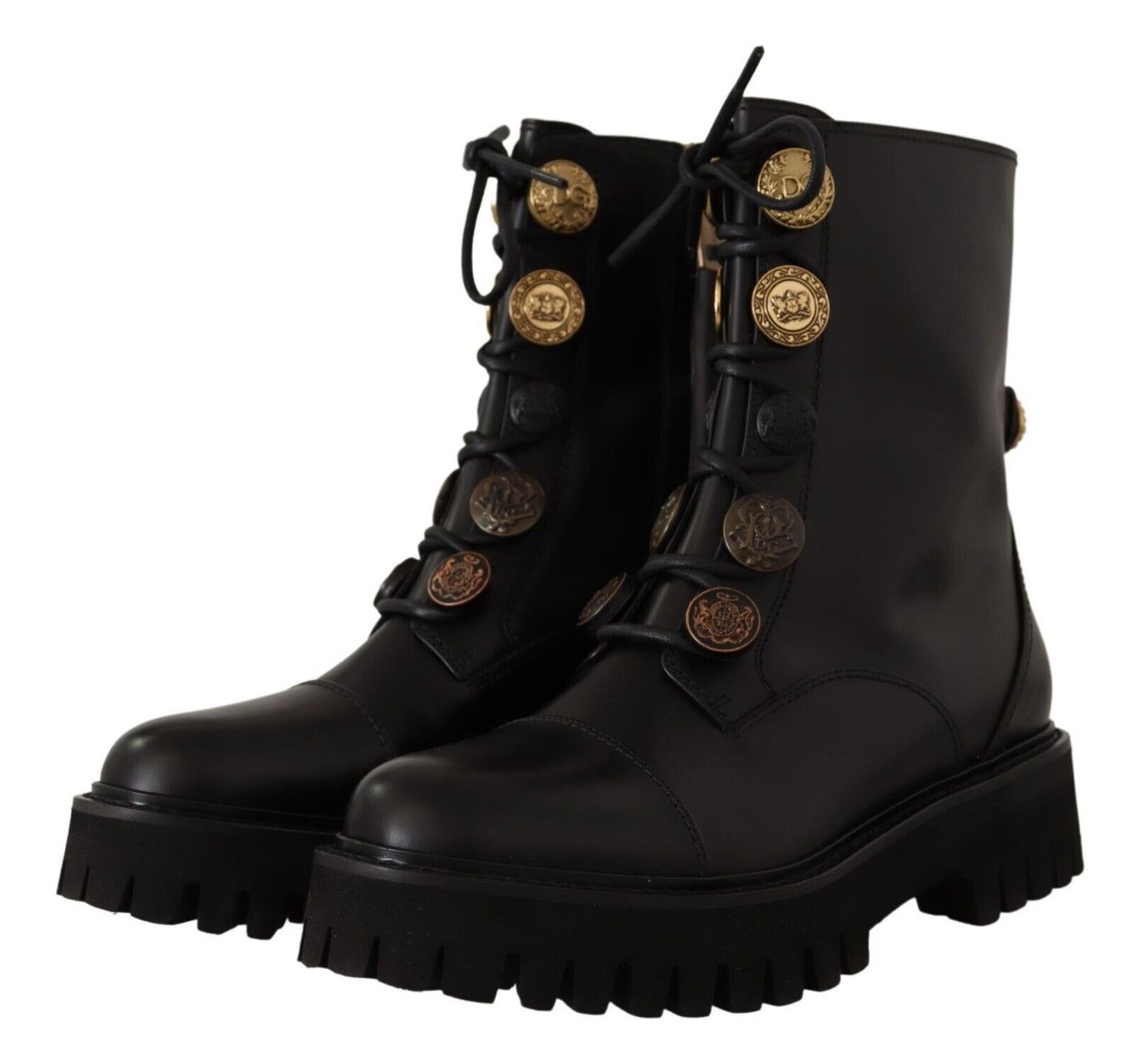 Authentic Leather Biker Boots in Chic Black