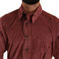 Elegant Red Cotton Button-Down Shirt