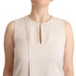 Beige Sleeveless Round Neck Knee Length Shift Dress