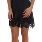 Black Silk Blend Lace Trim Chemise Lingerie Dress