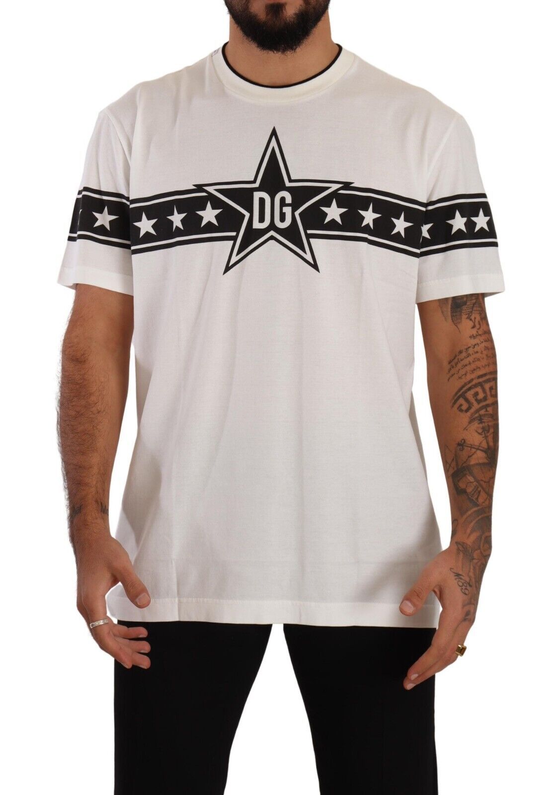 Stellar White Crew Neck Tee with Logo Detail