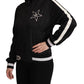 Elegant Zip-Up Bomber Sweater in Black & White