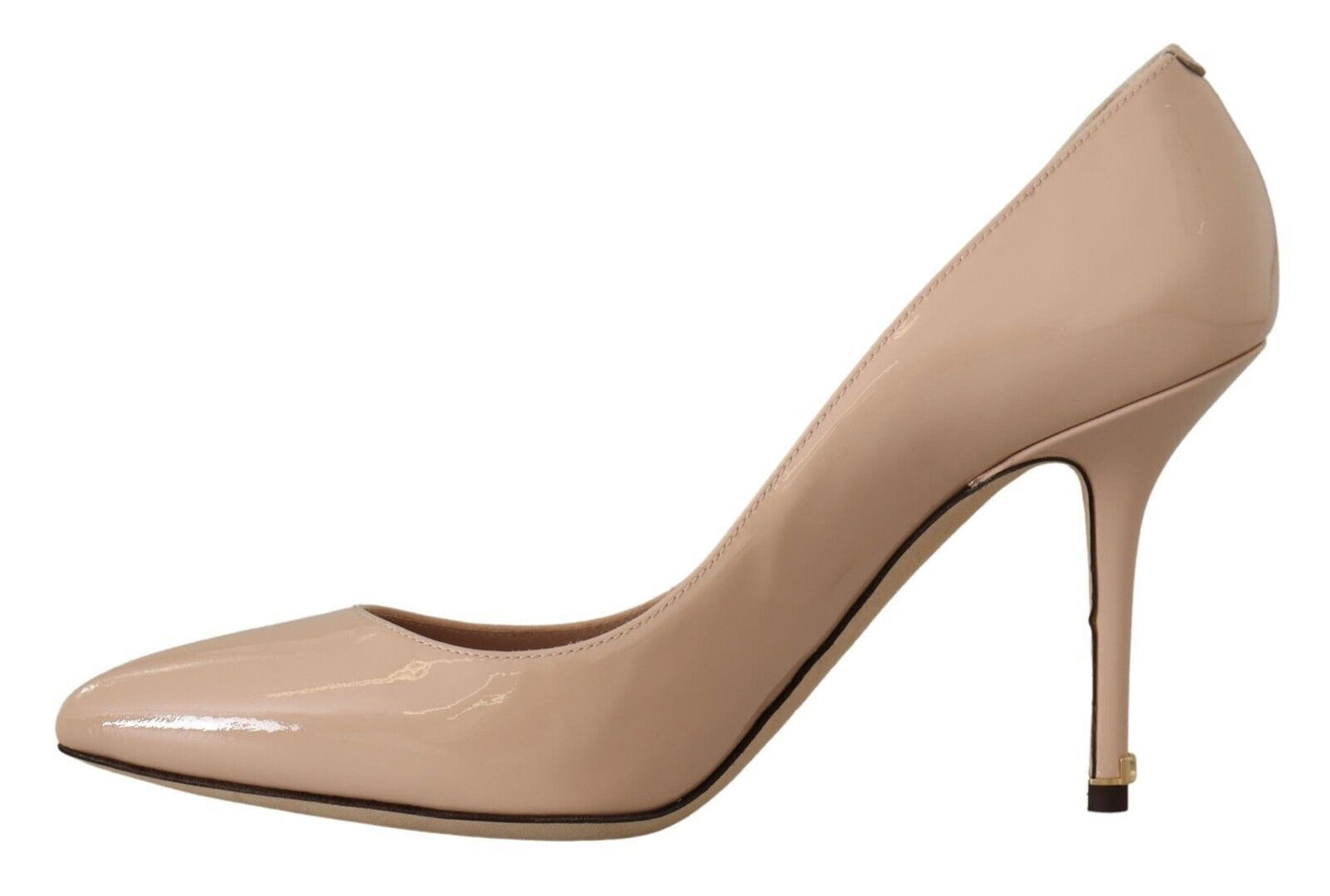 Beige Patent Leather Heels Elegance