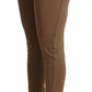Brown Viscose Mid Waist Slim Tapered Pants