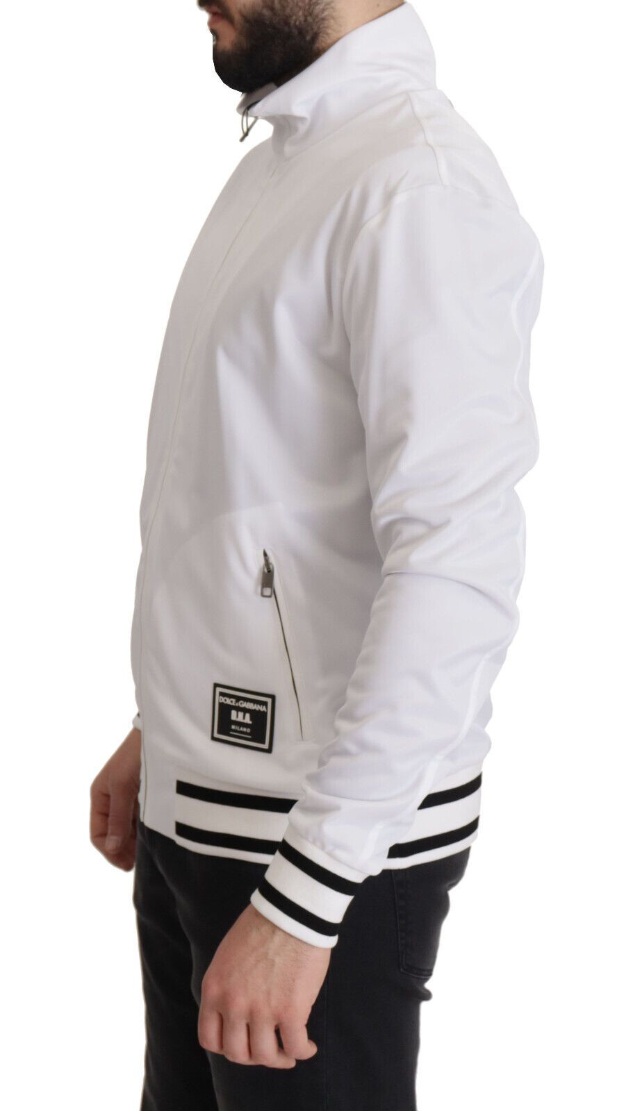 White DG D.N.A. Zipper Stretch Sweater