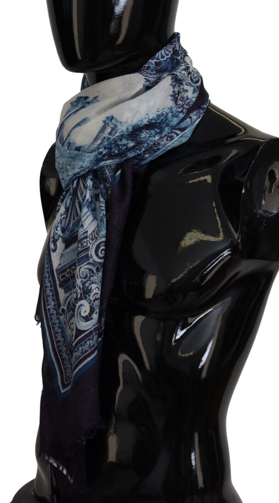 Blue Printed Men Neck Wrap Shawl Scarf