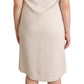 Beige Sleeveless Round Neck Knee Length Shift Dress
