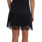Black Silk Blend Lace Trim Chemise Lingerie Dress