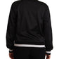 Elegant Zip-Up Bomber Sweater in Black & White