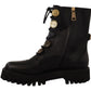 Authentic Leather Biker Boots in Chic Black