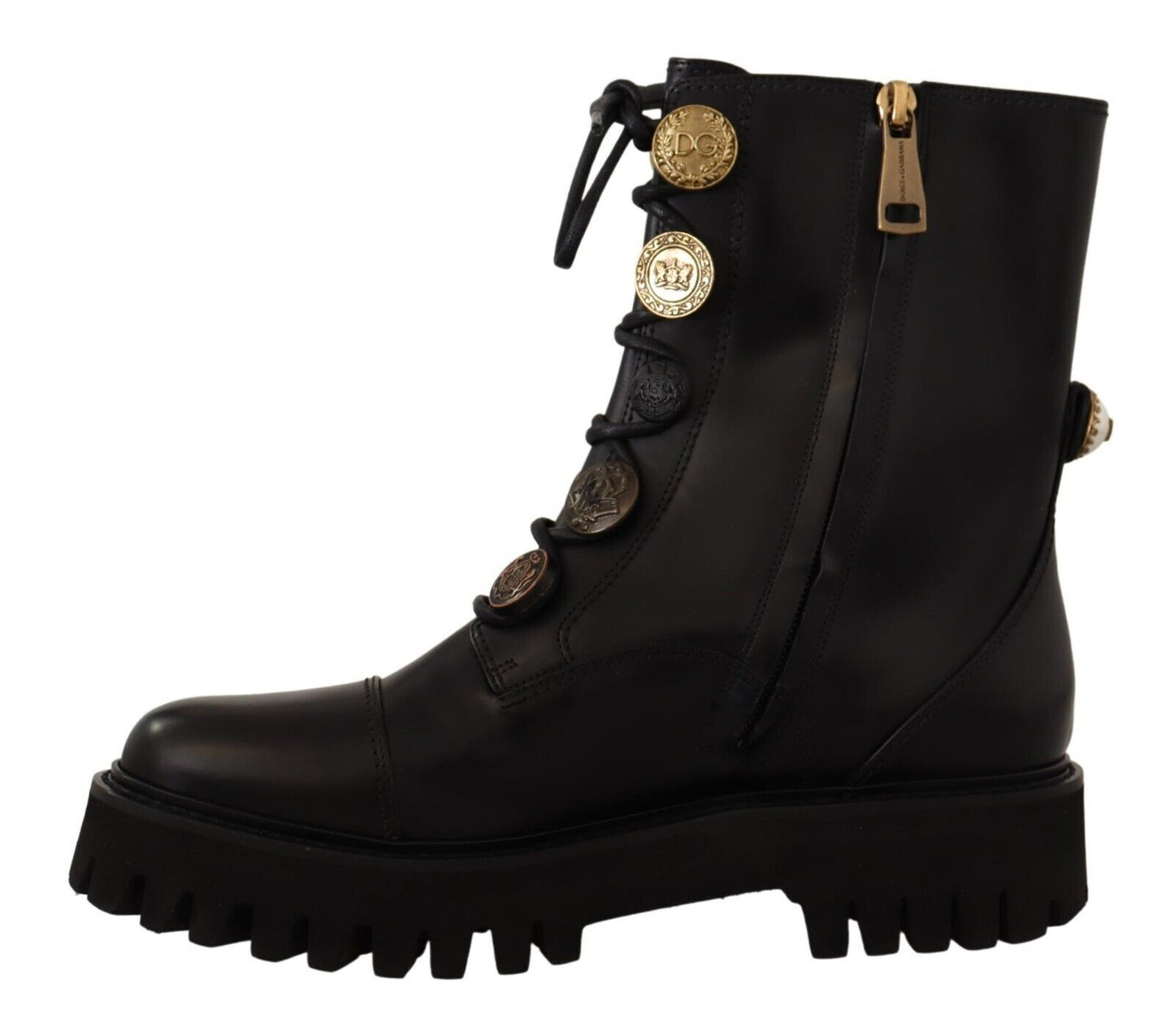 Authentic Leather Biker Boots in Chic Black