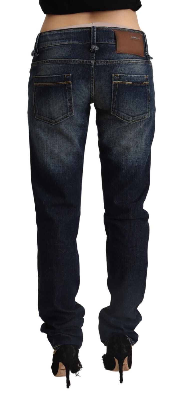 Chic Dark Blue Low Waist Skinny Jeans