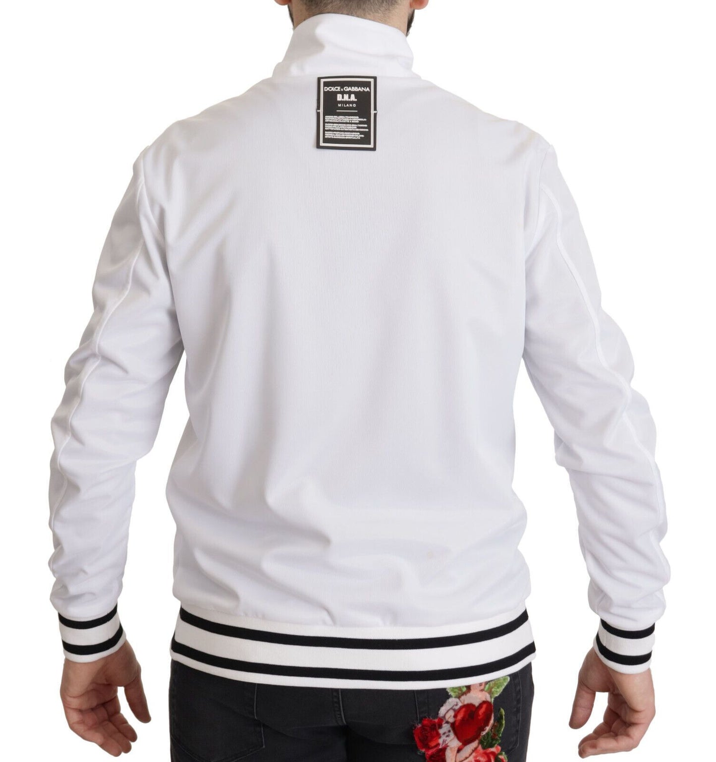 White DG D.N.A. Zipper Stretch Sweater