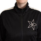 Elegant Zip-Up Bomber Sweater in Black & White