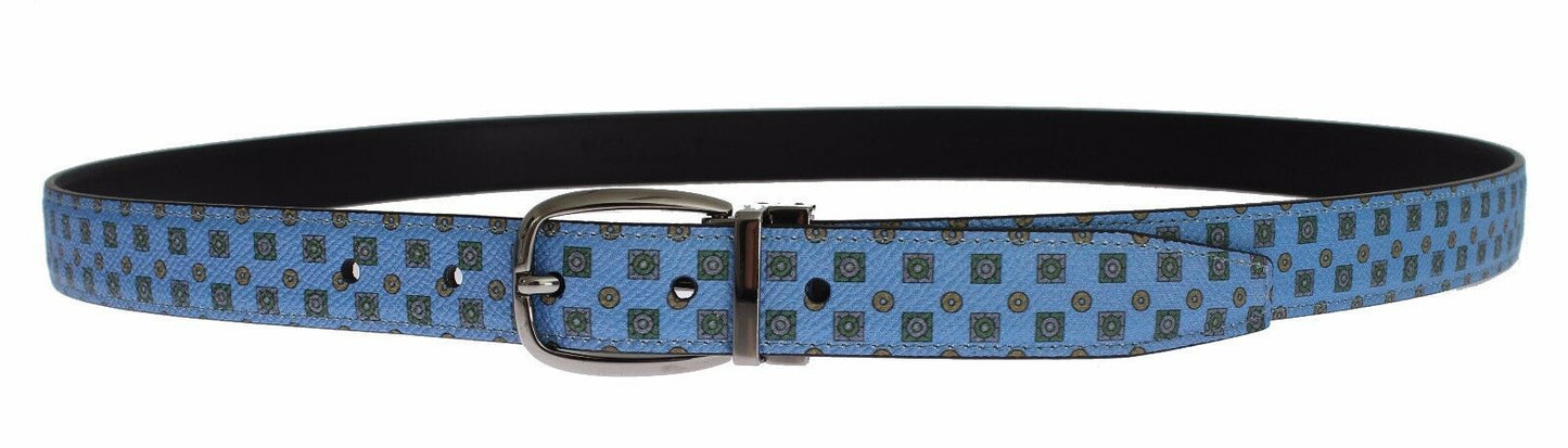 Exquisite Blue Baroque Silk Tie & Leather Belt Set