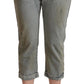 Gray 100% Cotton Mid Waist Skinny Cropped Pants