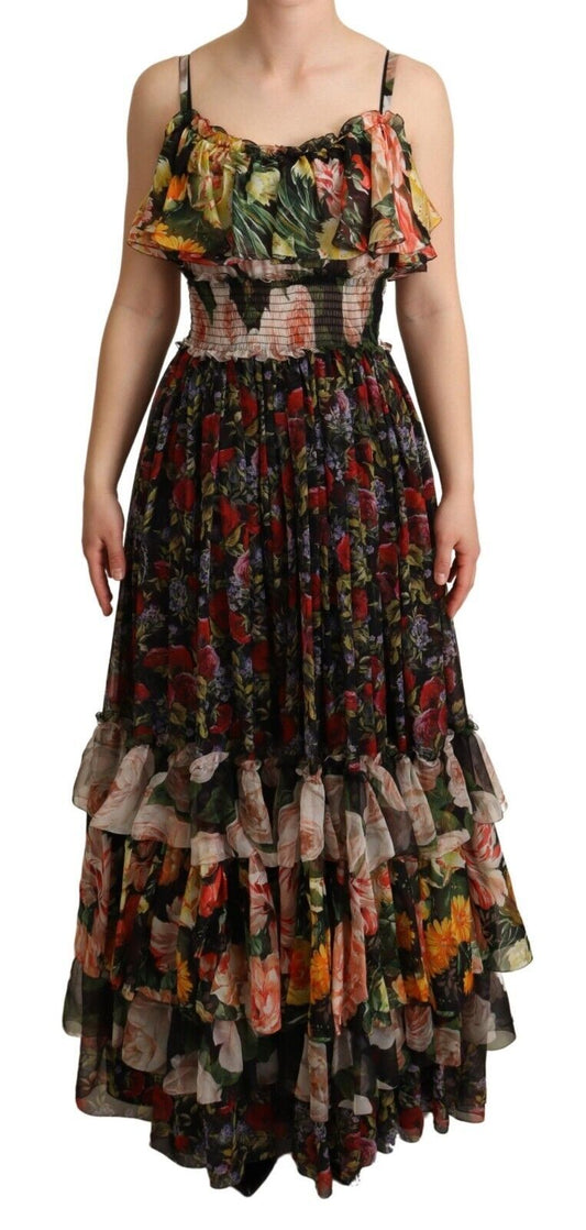 Exquisite Floral Empire Silk Long Dress