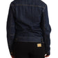 Dark Blue Button Down Long Sleeves Denim Jacket