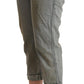 Gray 100% Cotton Mid Waist Skinny Cropped Pants