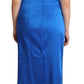 Blue Acetate Sleeveless Pleated Midi Sheath Dress