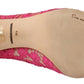 Crystal-Embellished Lace Heels in Pink