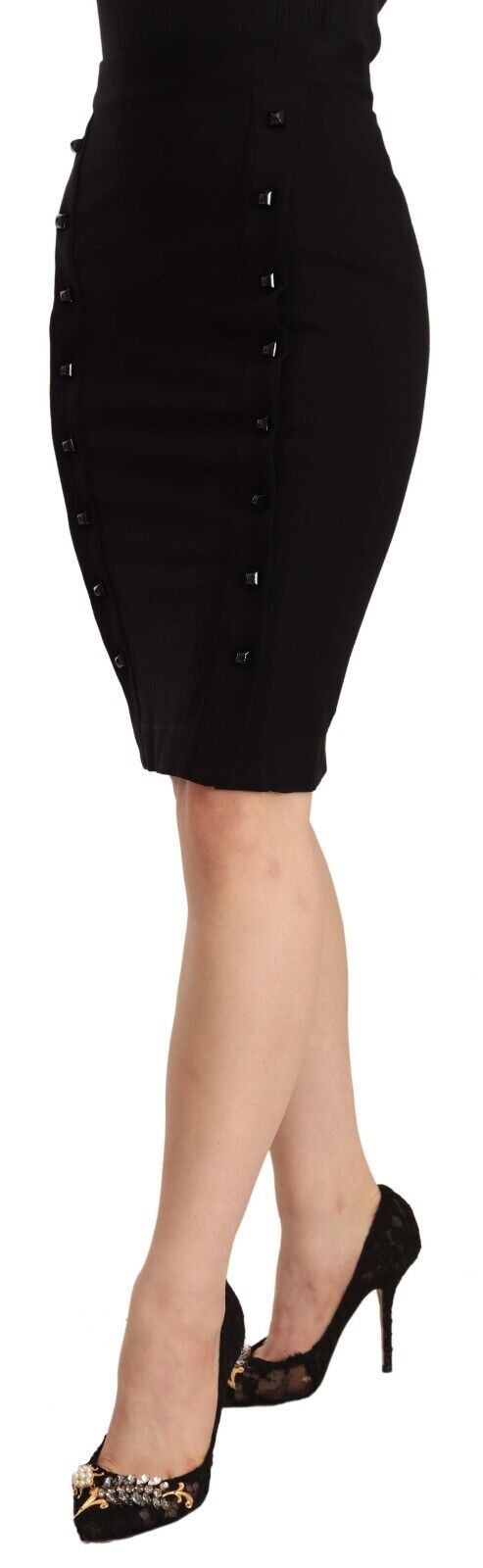 Chic High-Waisted Pencil Skirt in Black