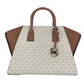Avril Large Vanilla Signature Leather Top Zip Satchel Crossbody Bag